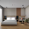 Hotel Room Interior With Wooden Wardrobe Hanging Bathrobes Mini Fridge Vanity Mirror And Light Tiles