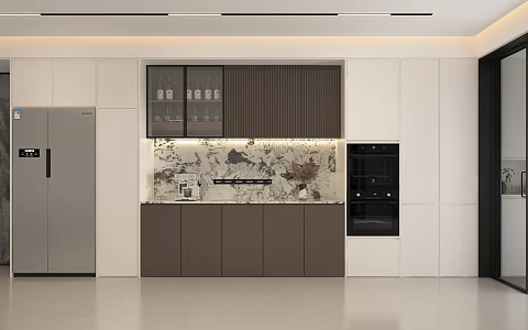 Modern Sideboard Restaurant Cabinet Refrigerator Cabinet Tea Cabinet Coffee Machine Steamer Oven Wine Cabinet Glass Moving Door Cabinet 3d model