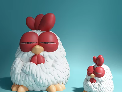 Modern Doll Cartoon Angry Chick Ornaments 3d model