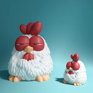 Modern Doll Cartoon Angry Chick Ornaments 3d model