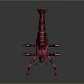 Fantasy Red Creature With Sharp Claws And Long Tentacles Design