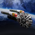 Futuristic Spaceship With Metallic Design Orbiting Earth In Cosmic Starry Sky