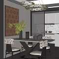 Elegant Modern Restaurant Interior With Marble Dining Table Fur Covered Chairs And Geometric Wall Decor