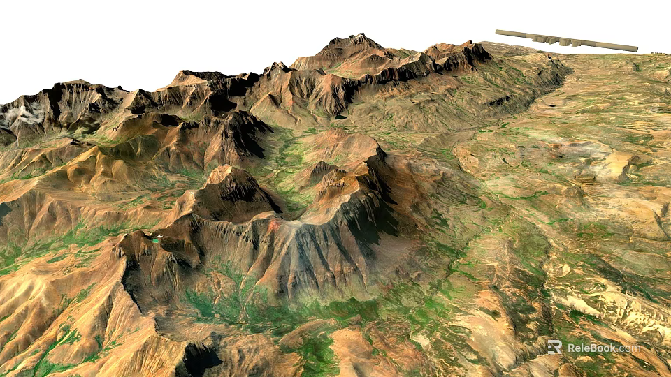 Garden Landscape With Mountainous Terrain And Lush Green Vegetation Natural Scenery 3d model 