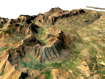 Garden Landscape With Mountainous Terrain And Lush Green Vegetation Natural Scenery 3d model