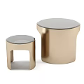 Modern Nested Coffee Tables with Gold Metal Base and Black Glass Top