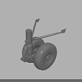 Industrial Gray Mechanical Component With Wheel Cylindrical Pillar And Support Arms