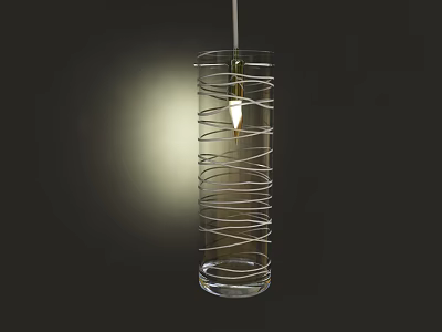 Modern Spiral Metal Wire Pendant Light With Clear Glass Cylinder Shade And Elegant Illumination 3d model