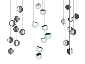 Modern chandelier metal small chandelier combination 3d model