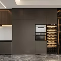 Modern Kitchen Featuring Dark Cabinets Luxury Glass Door Wine Cabinet LED Lighting And Wine Racks
