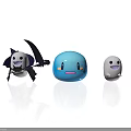 Cute Cartoon Characters Including Scythe Wielding Black White Figure Blue Round And White Ghost