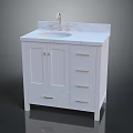 Modern White Bathroom Vanity With Marble Countertop Gold Handles And Faucet