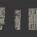 Vintage Weathered Stone Scene Components With Distressed Texture And Rustic Look
