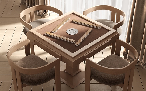 Modern Mahjong Table and Chair Mahjong Table and Chair Combination 3d model