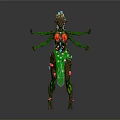 Fantasy Nature Elf Character With Plant Decorated Body Green Limb And Flower Details