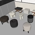 Sofa Stool Low Stool Combination Shoe Changing Stool Soft Stool Foot Makeup Stool Side Square Rectangular 3d model