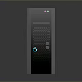 Black Desktop Computer Tower With Green Glowing Base And Front Buttons Indicators 3d model