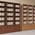 Brown and Light Brown Wooden Bookcases with Multiple Shelves Filled with Books and Bottom Drawers