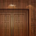 European-style double-door double-open carved solid wood opposite door 3d model
