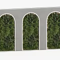 Three Arched Green Wall Design With Lush Green Plants And Gray Frame