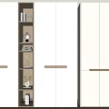 Modern White Wardrobe with LED Lights and Open Shelving Storage Design 3d model