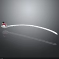 Small Red Clothed Character Sitting on Cloud with White Long Creature 3d model