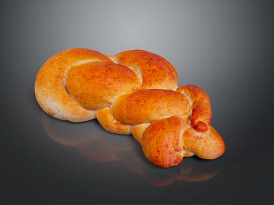 Freshly Baked Braided Bread With Shiny Golden Brown Crust And Soft Texture 3d model