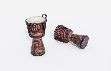 Musical Instruments Old Handmade Drums 3d model