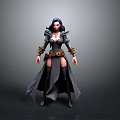 Fantasy Woman With Blue Hair Black Robe Belt And Knee High Boots