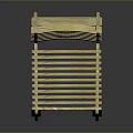 Natural Wooden Dining Chair With Striped Backrest And Simple Seat Design