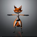 Anthropomorphic Fox 3D Character With Standing Pose And Orange White Fur Black Paws
