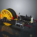 Futuristic Sci Fi Yellow Mechanical Wheel Structure With Metallic Components And Advanced Machinery 3d model