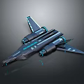 Futuristic Black Spaceship With Blue Glowing Parts Streamlined Design And Multiple Engines