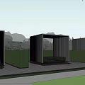 Modern Sales Office Building Architectural Design With Courtyard Greenery And Water Features