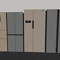 Modern Refrigerators In Various Styles And Colors With Sleek Design Displayed 3d model