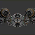 Futuristic Sci Fi Spacecraft 3D Model With Mechanical Engines And Green Lights