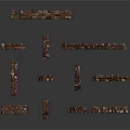 Red Brick Wall Scene Components With Various Shapes And Textured Surfaces