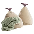 Adorable Pear Shaped Beige Lazy Sofas With Soft Knitted Blanket For Cozy Home Leisure Time