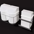 Sturdy White Containers Placed On Metal Rack For Home Storage Organization