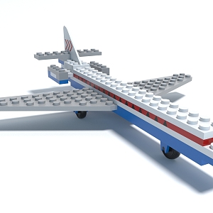 Style Airplane Airliner Building Blocks Lego Decorative Ornaments 3d model