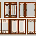 Chinese-style Flower Window Combination 3d model