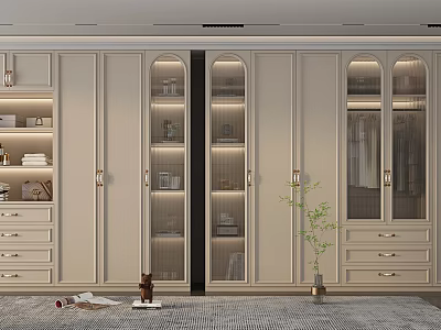 Modern Luxury Wardrobe Design With Glass Panel Doors Built In Drawers And LED Lighting 3d model