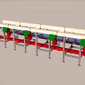 Industrial Conveyor Belt System With Metal Frame And Red Green Components 3d model