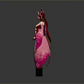 Pink Purple Decorative Female Costume With Ornate Headdress And Accessories