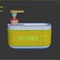 Modern Kitchen Soap Dispenser With Yellow Band White Body And Silver Pump