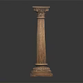 Classical Wooden Column With Ornate Capital Fluted Shaft And Decorative Base