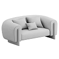 Modern Beige Upholstered Two Seater Sofa With Solid Wood Frame And Soft Matching Throw Pillows