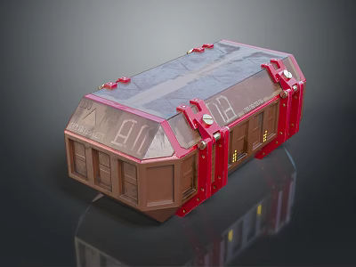 Household Storage Container With Brown Body Red Metal Latches Transparent Lid And Secure Locks 3d model