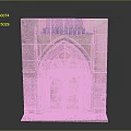 Gothic Stone Building Portal With Arched Design Blue Roof And Intricate Carvings