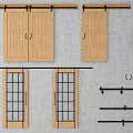 Barn Doors Featuring Wooden And Glass Panel Designs With Installation Hardware Tracks